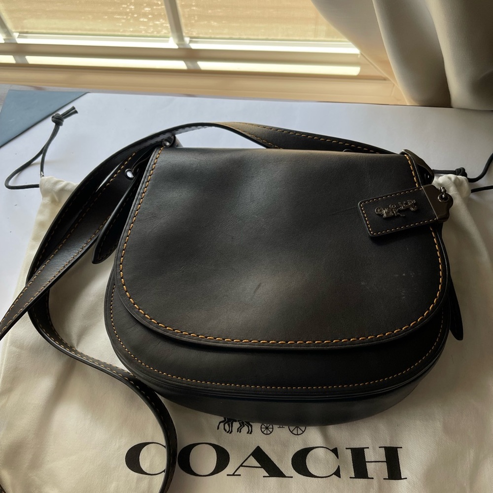 Coach Saddlebag 23 Black with brown stitching